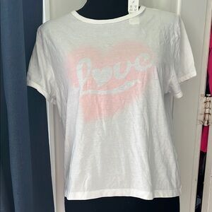 J. Crew White and Pink Love Tee
